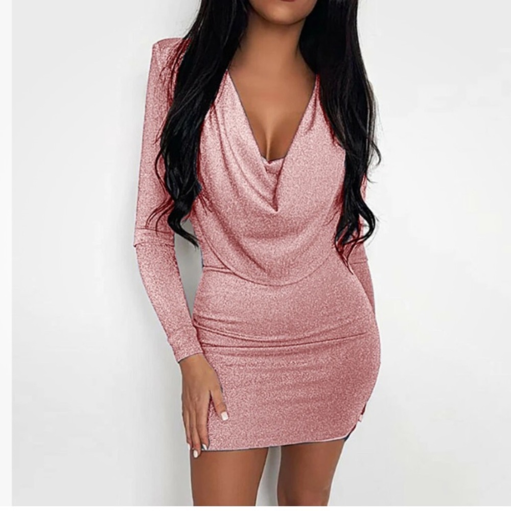 Elegant Pink Sequin Bodycon Dress